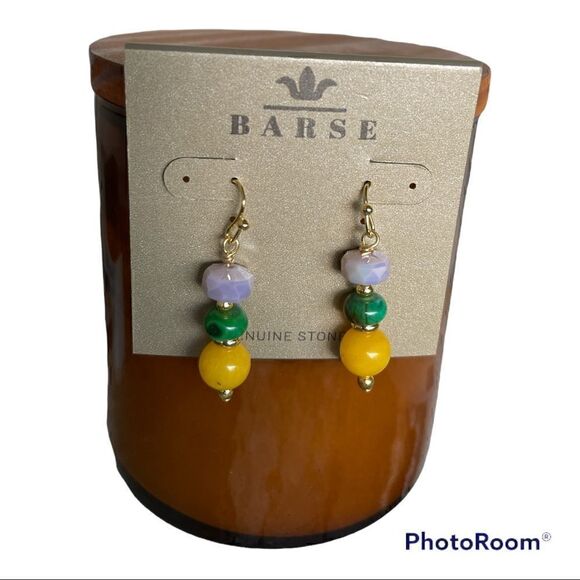 𝅺nwt Barse genuine stone agate & jasper dangle earrings - Picture 2 of 4